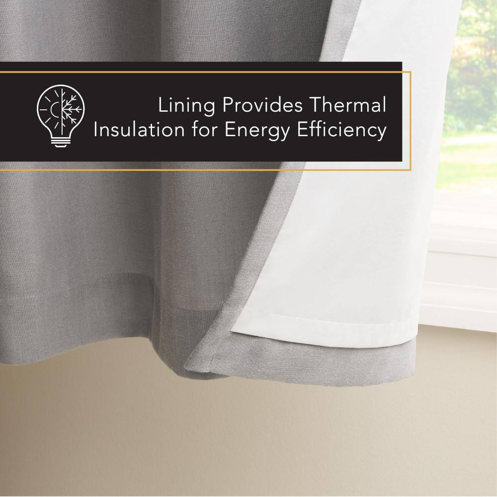 Arlo Solid Linen Texture 50 In. W X 108 In. L Polyester Blackout Grey Curtain (S