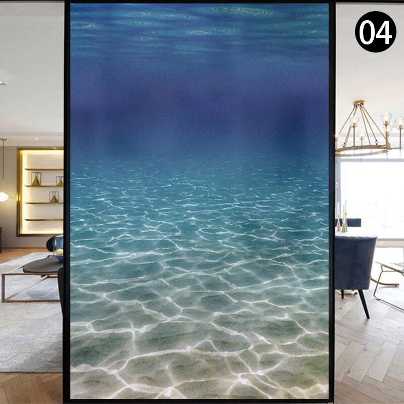 New Ocean Underwater Static Clings Frosted Glass Stained Window Sticker Film