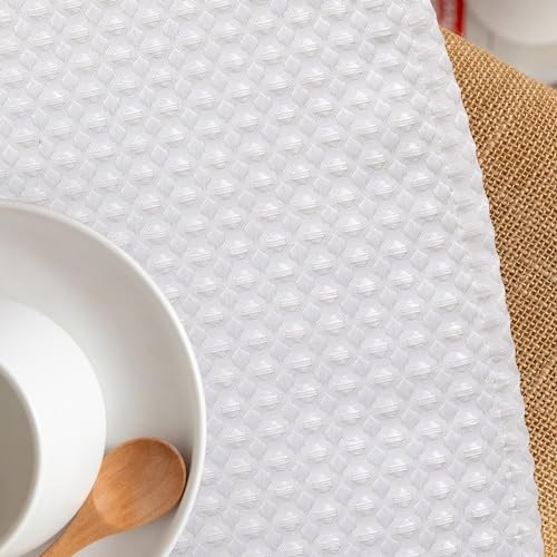 Valance Curtain for Kitchen Waffle Weave for 60″W x 18″L (Pack of 1) White