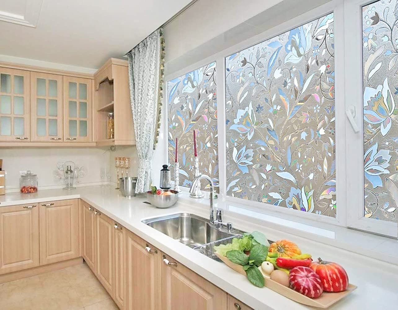 Window Privacy Film with Installation Tools, Bathroom Stained Glass Decorativ…