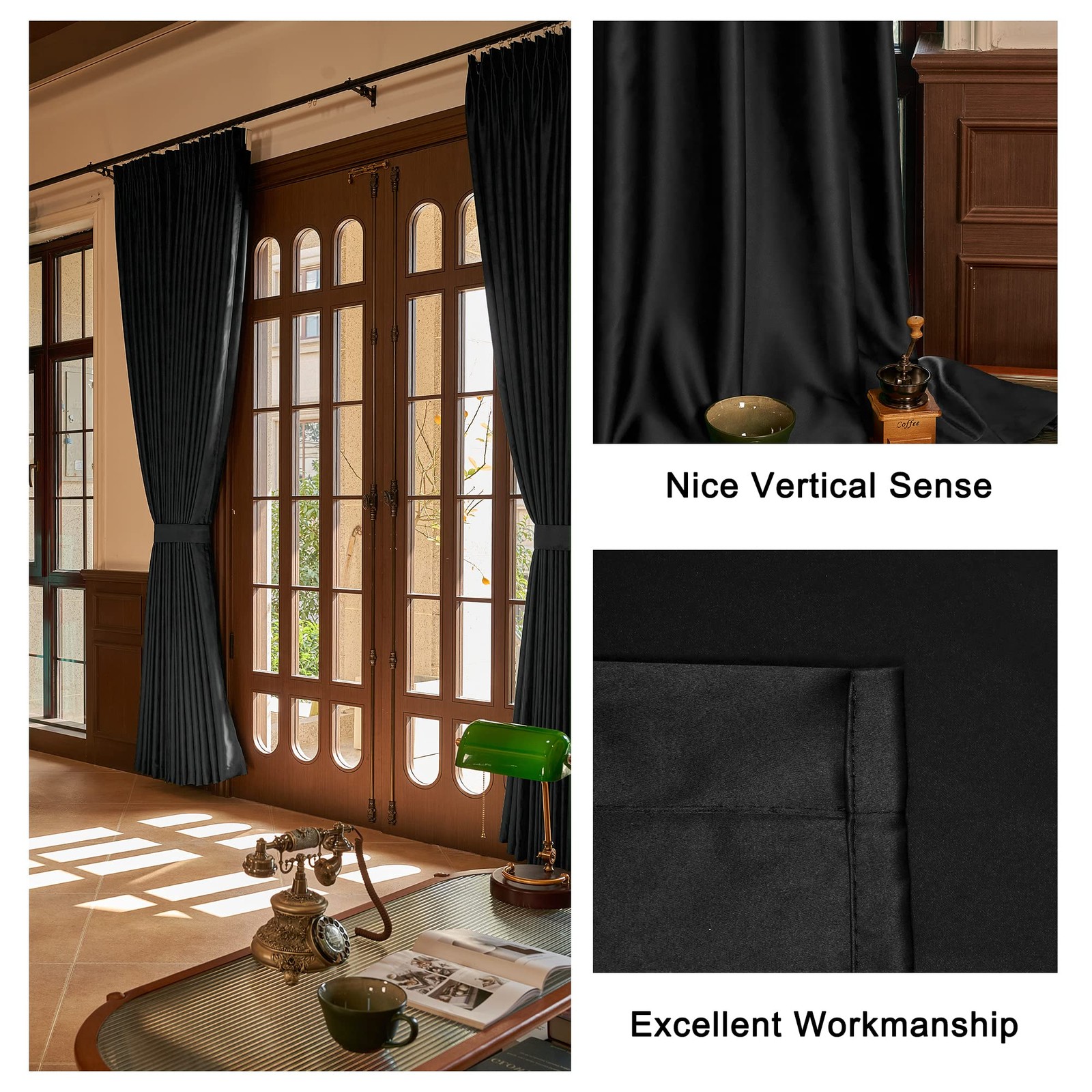 Huto Extra Wide Pinch Pleated Curtains Solid Thermal Insulated Room Darkening