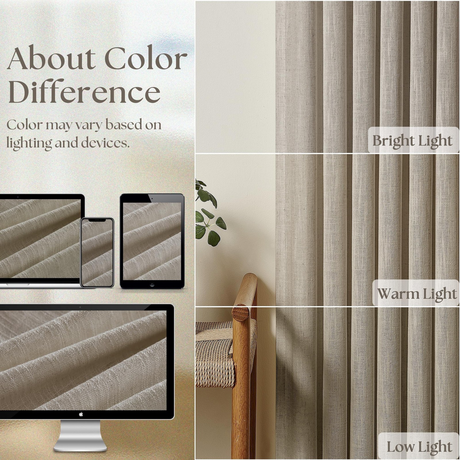Extra Wide Taupe Linen Curtain 96 Inches Long 70 Inch Wide for Living Dining …
