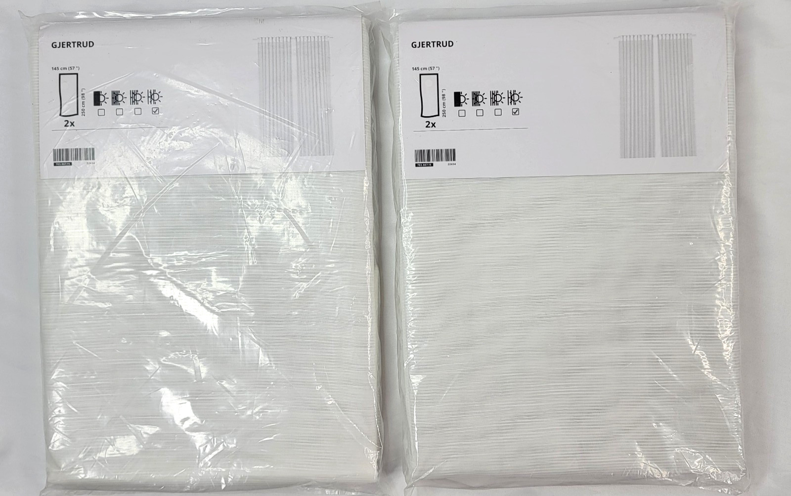 Ikea GJERTRUD Sheer Curtains 4 Panels (2 pairs) 57″ x 98″ Textured White – NEW