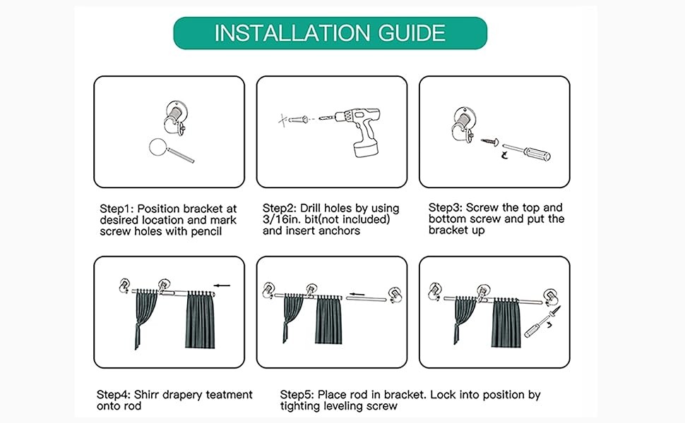 Black Curtain Rods 32 to 72 (3-6Ft) for Window: Outdoor – Industrial 1Inch Pole
