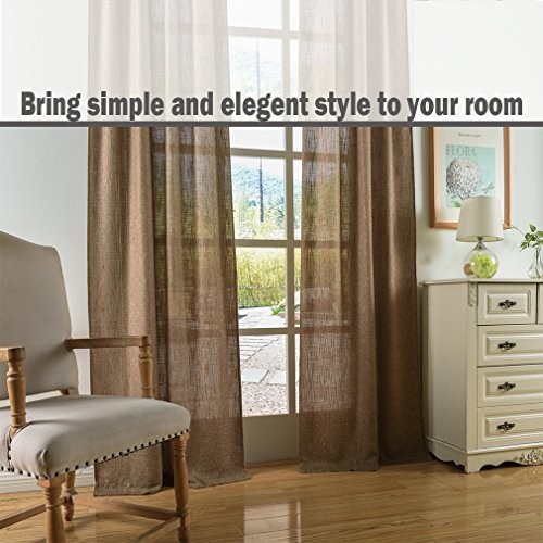 Soft Burlap Natural Rod Pocket Window Curtain 52″W x 108″L (Pack of 1) Tan