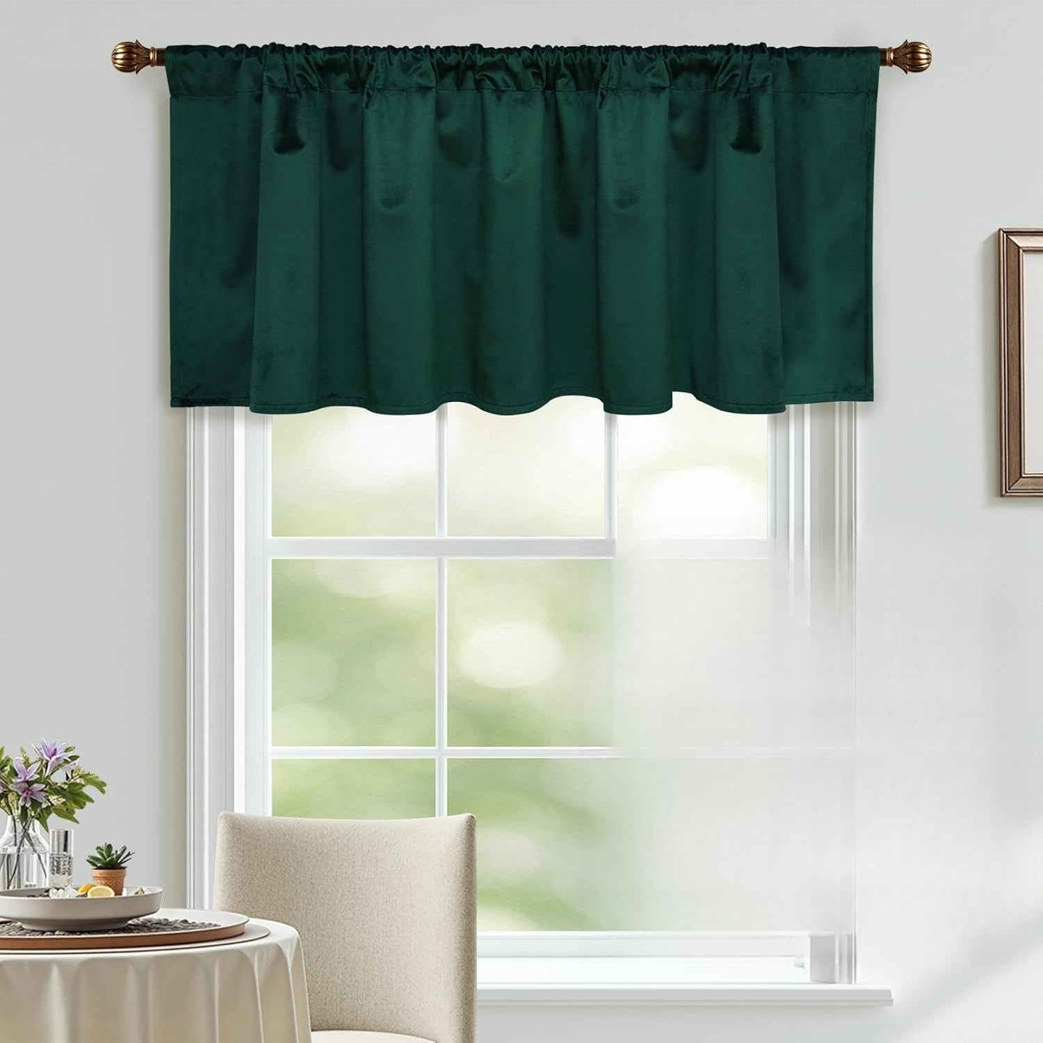 Dark Green Velvet Curtains 18 Inches for Living Room,Rod Pocket Luxury Blackout