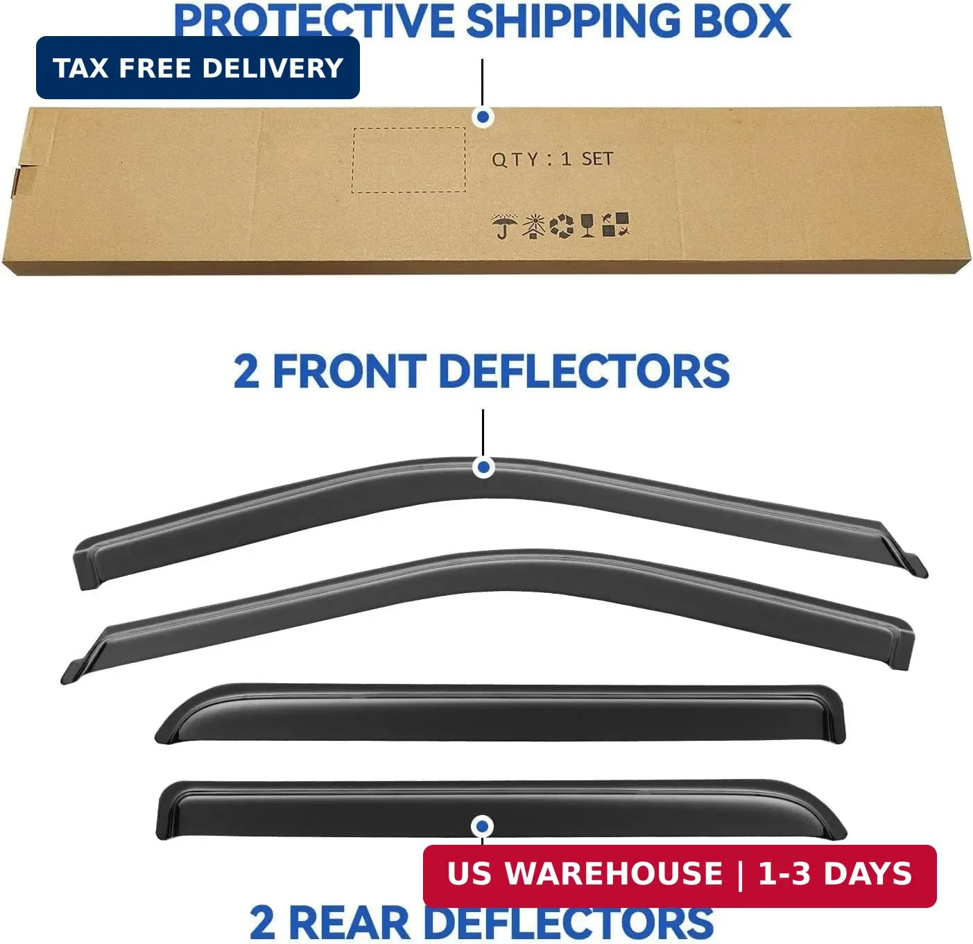 YQAUTEC Window Visors Rain Guards for 2015-2026 Ford F150 SuperCrew & 2017-2026