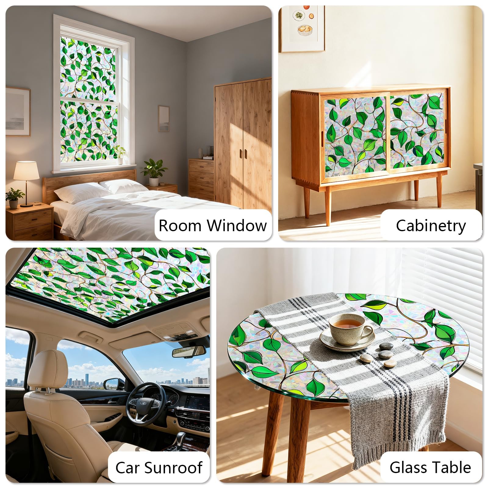 Decorative Stained Glass Window Film – UV Blocking Privacy Tint, 17.5 x 78.7