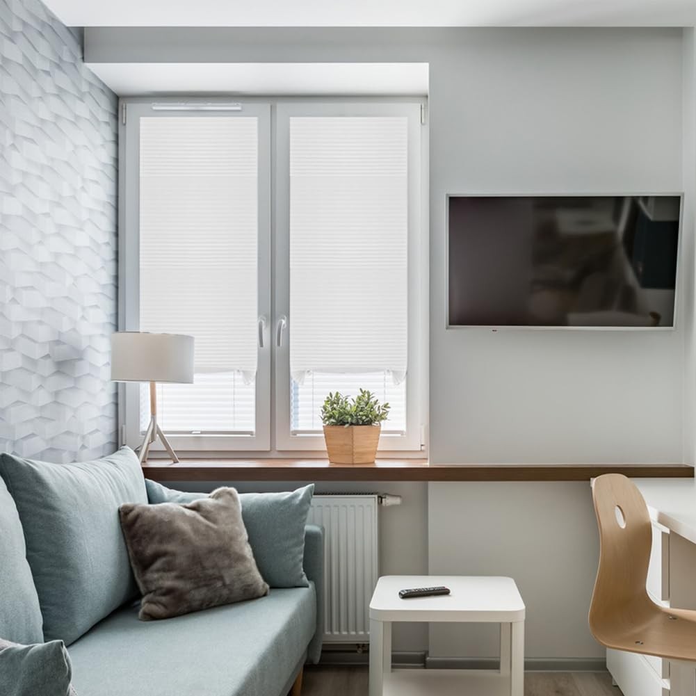 2 Pack Temporary Blinds for Window, Self Adhesive 60*180cm(W*L)-2pcs, White