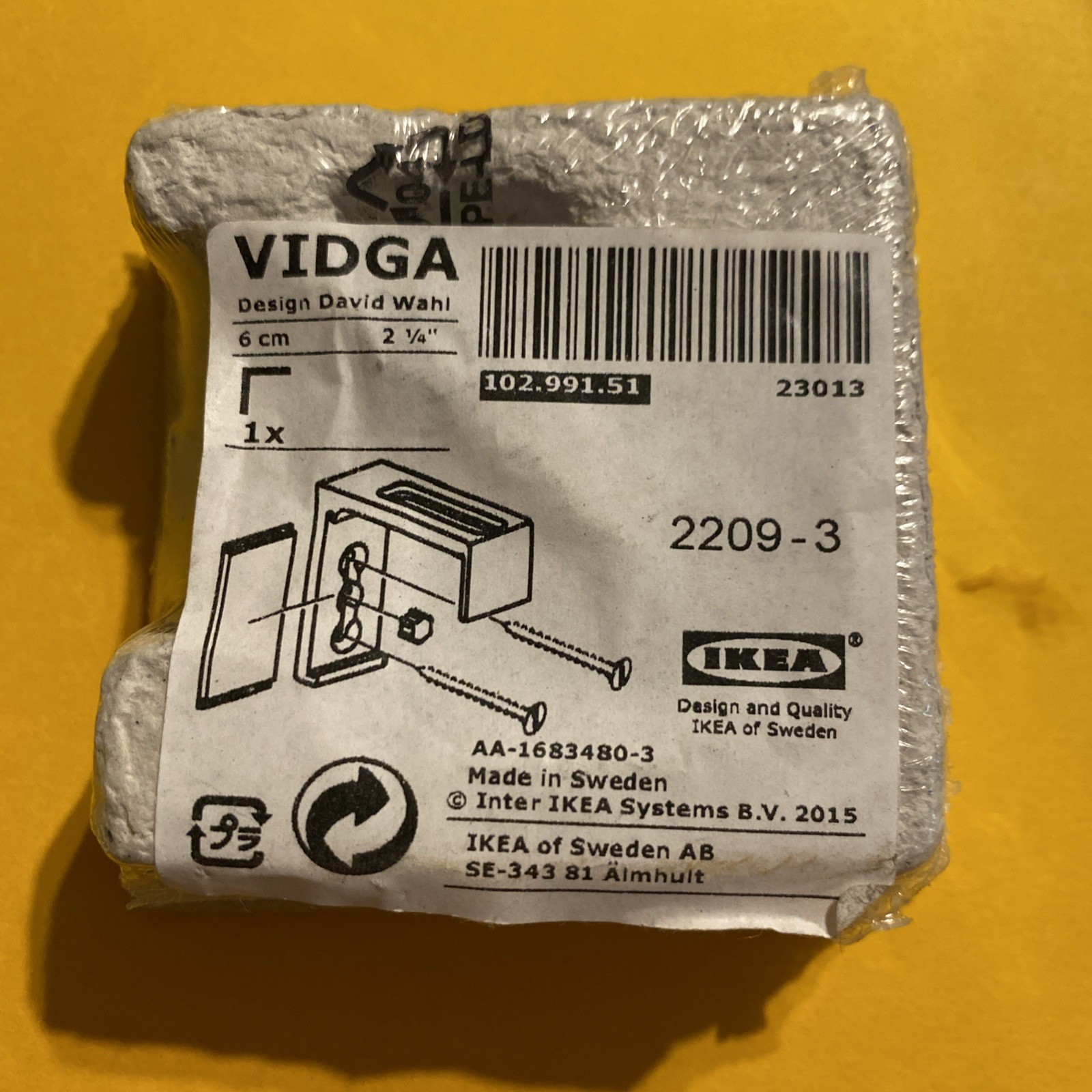 Ikea VIDGA Wall bracket white 2 ¼” 102.991.51