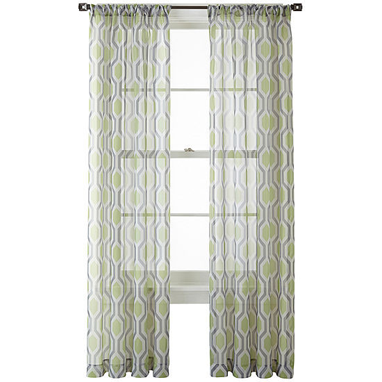 NIP 1 PAIR Studio Rod Pocket 2 Panels Structure GRAY/GREEN 50 x 84 Multi Sheer