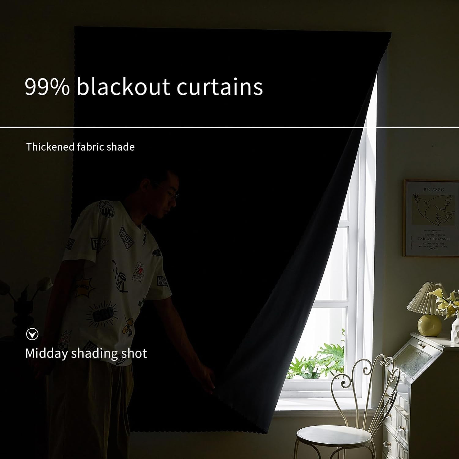 Self Adhesive Curtains 100% Blackout Shades Window Cover Sticky Curtain Portable