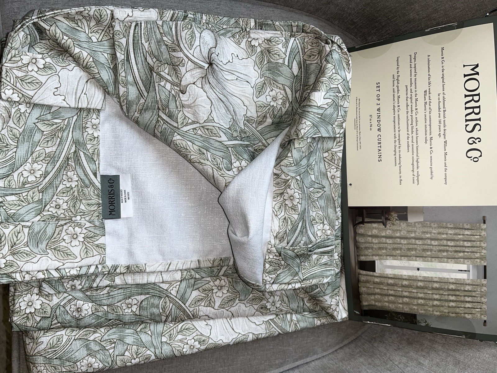 Morris & Co Pimpernel Window Drapes Panels Set Of 2 Size 37” x 96” Nwt