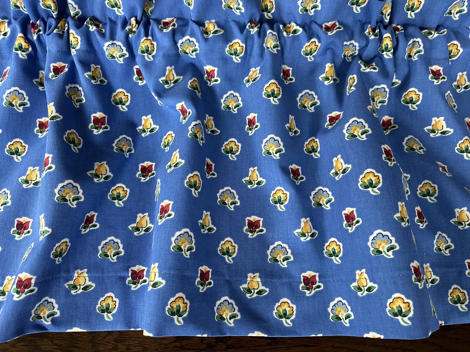 Country French Valance, Classic French Blue with Petite Flowers. New Waverly