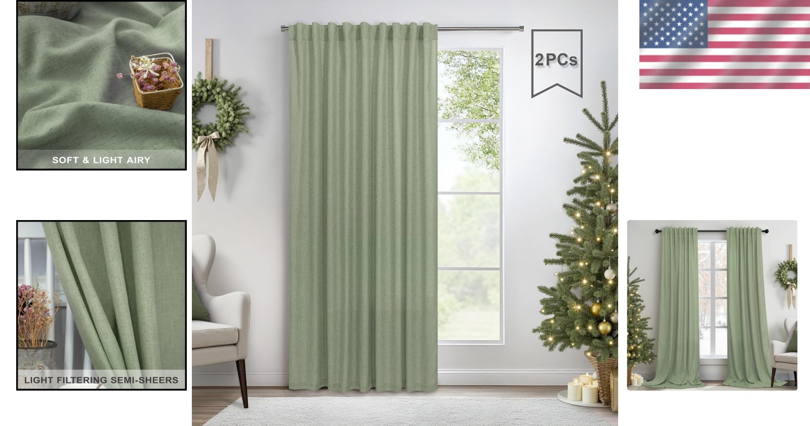 Large Back Tab Pocket Drapes for Living Room – 2 Panels