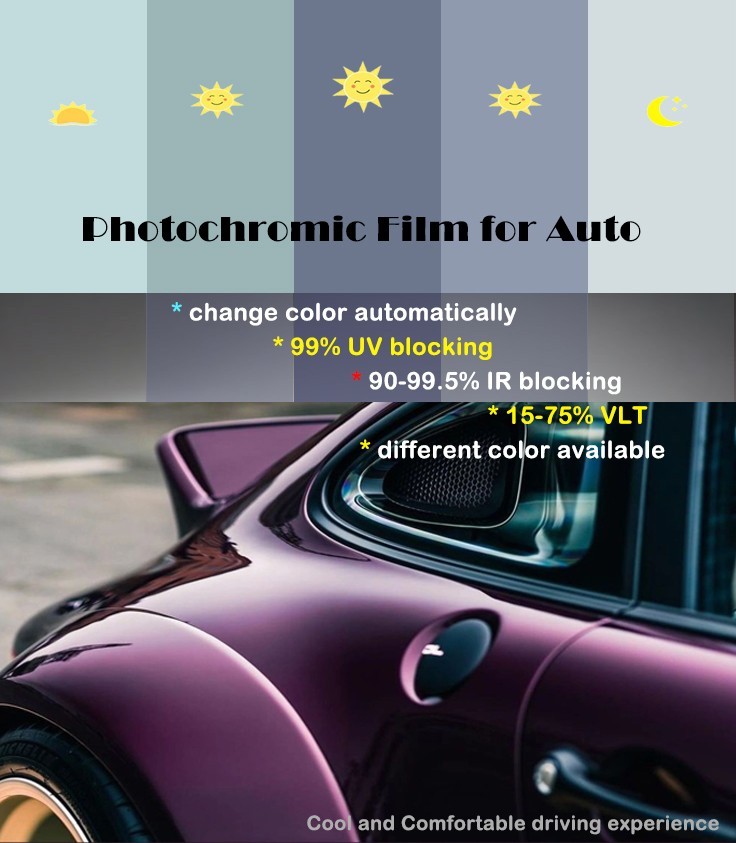Photochromic film PY45, 99% UV protection,window film,0.5mx2m,car window film