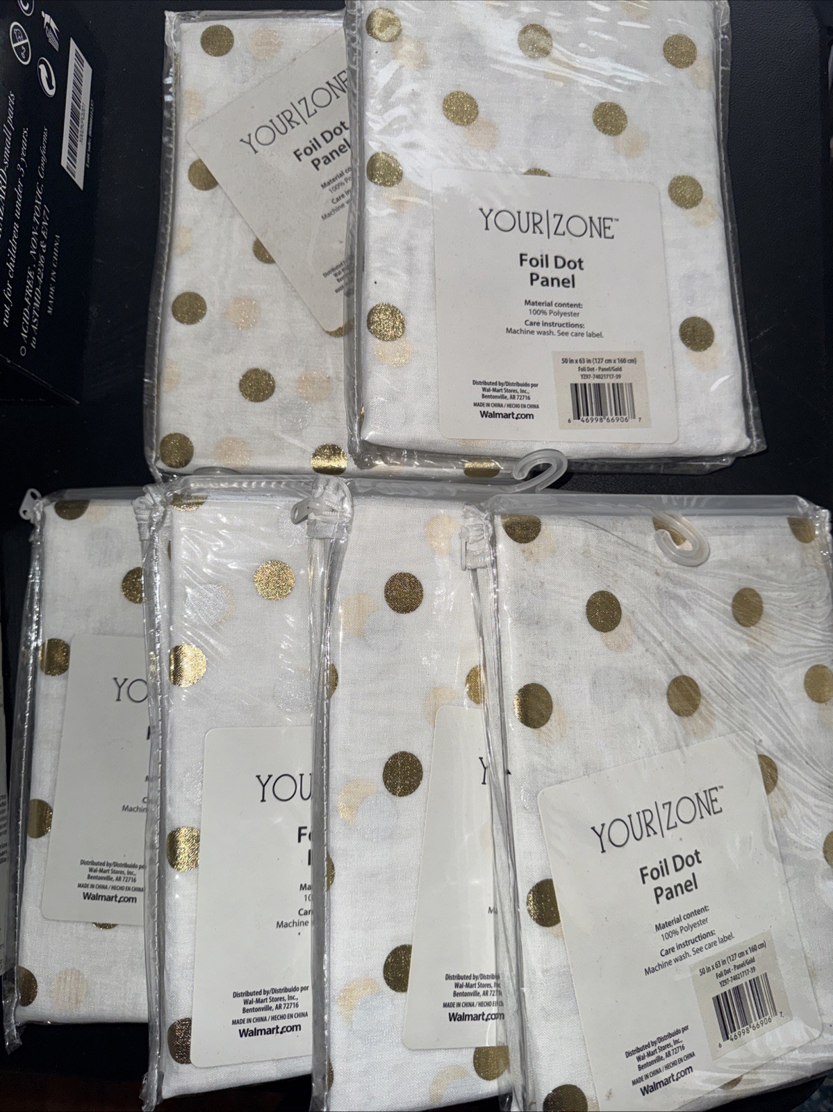 Sheer Gold Foil Dot Curtain Panels