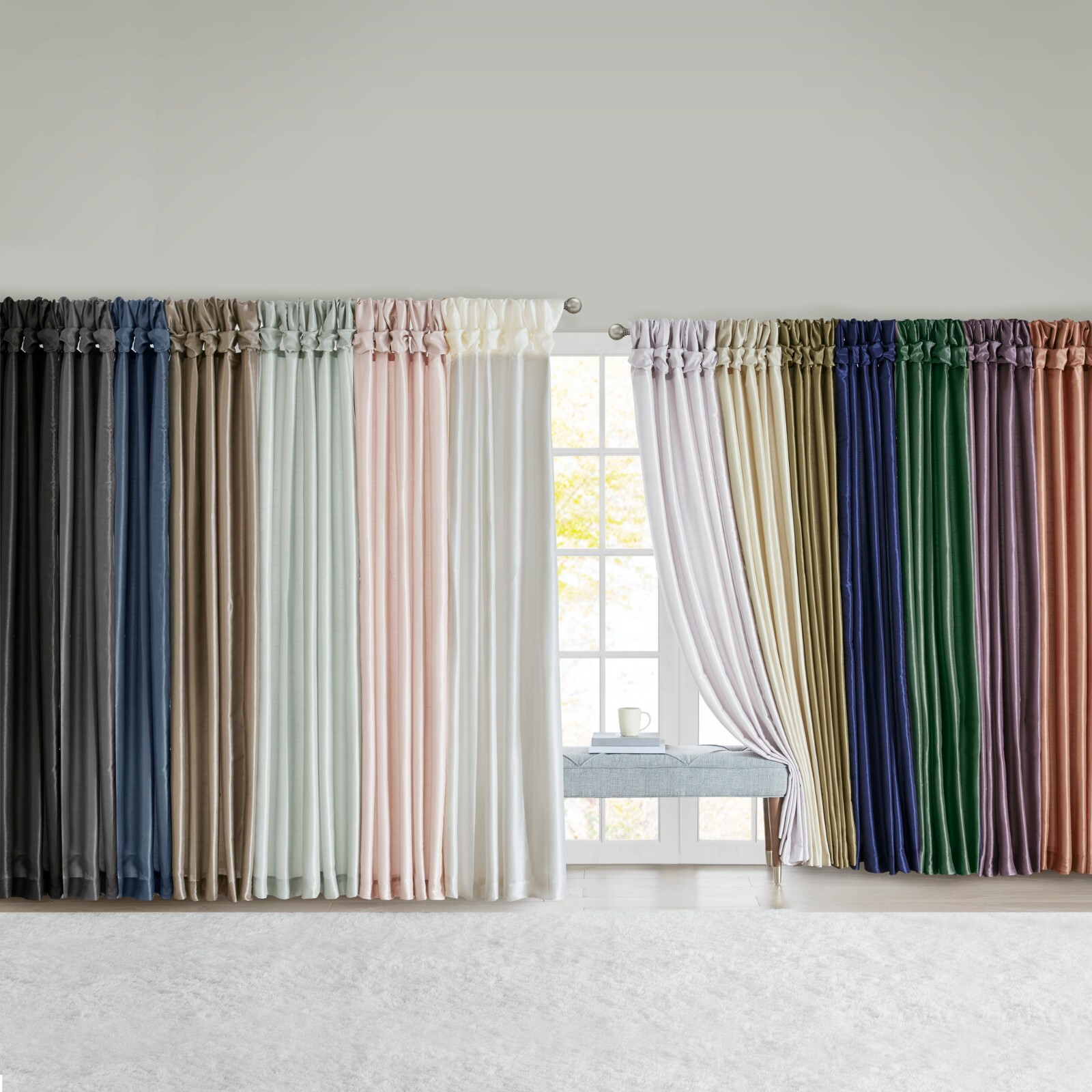 Madison Park Emilia Twist Tab Lined Window Curtain Panel 50×108 50×84 50×95