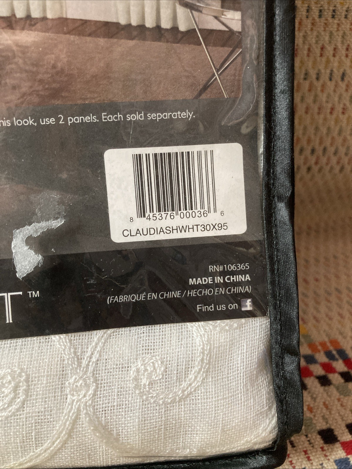 Designer Select Claudia Sheer Linen Gauze Embroidered Curtain Panel 95” Lot 2