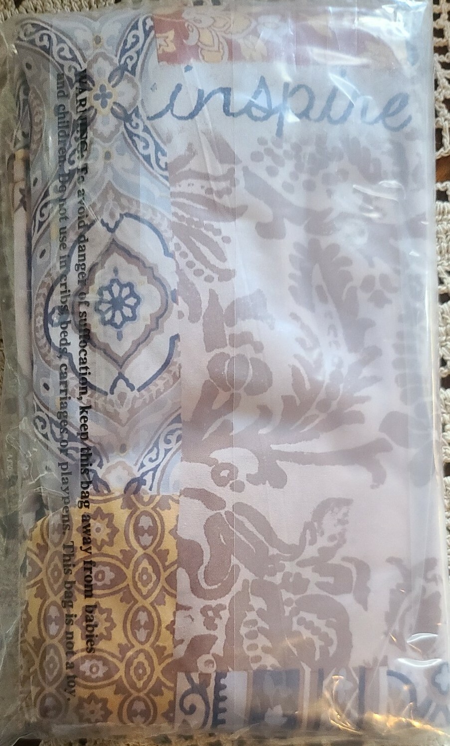 Mainstays ~ Amelia ~ Patchwork ~ Semi-Sheer ~ 3 Pc. Tier & Valance Set ~ Navy