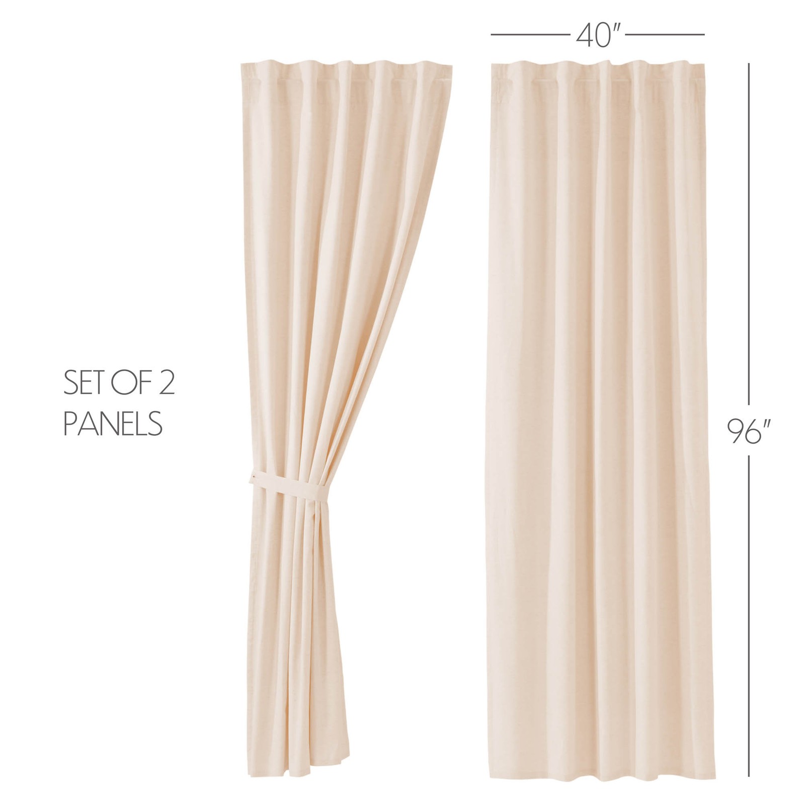 Panels Simple Life Flax Natural Farmhouse 96×40 Set of 2 Curtain VHC Brands