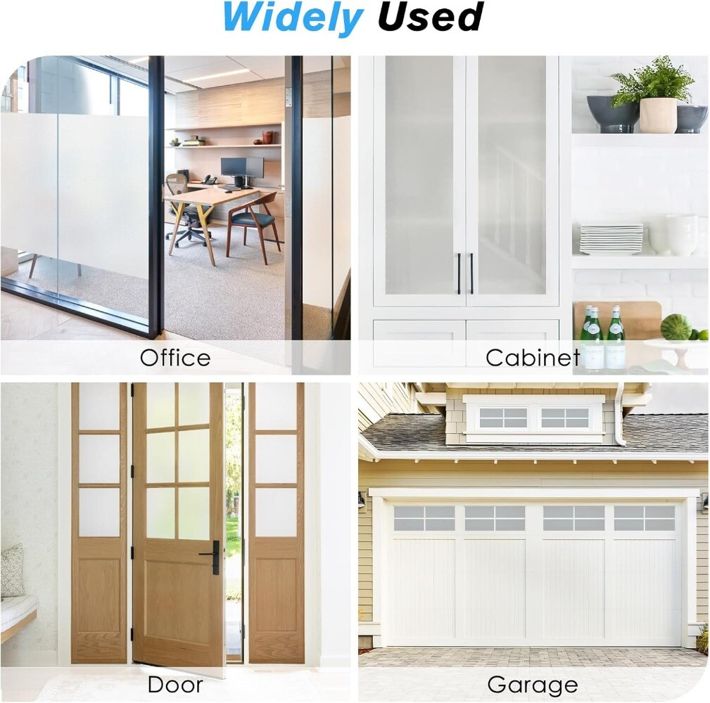 rabbitgoo Frosted Privacy Opaque Window Film Non-adhesive White Glass Sticker