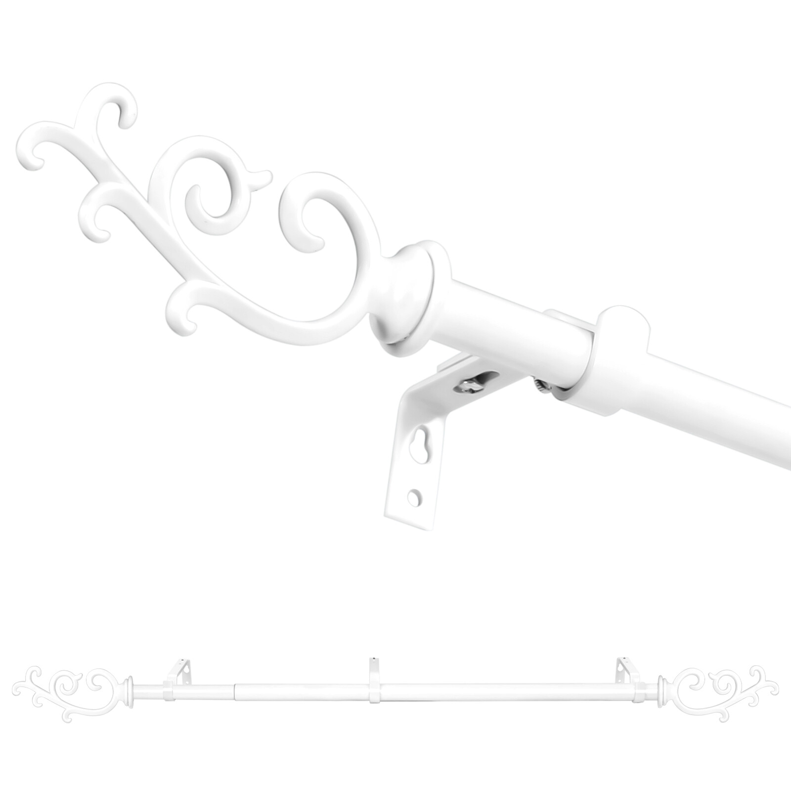 5/8″ Julietta Adjustable Single Drapery Curtain Rod, 28”-48″/48″-84″/84″-120″