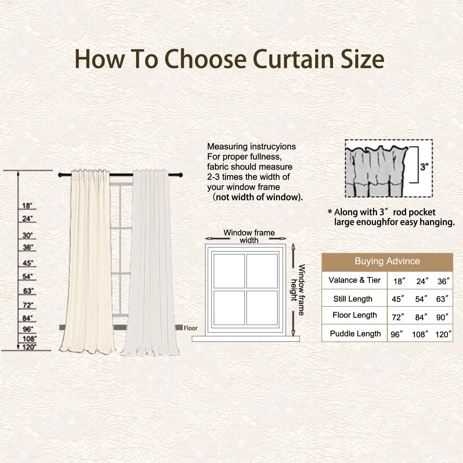 Terracotta Boho Lace Curtains 2 Panels 84 Inches Long for Living Room&Bedroom…