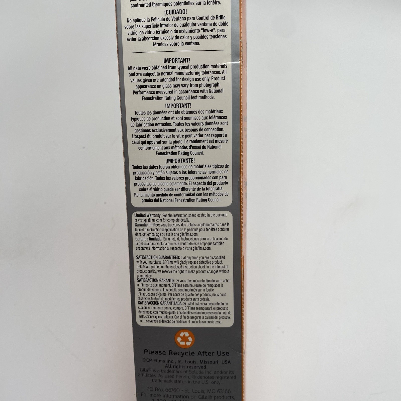 Gila 3 Ft x 6.5 Ft Glare Control Static Window Film Bronze CDB78 Rejects 97% UV