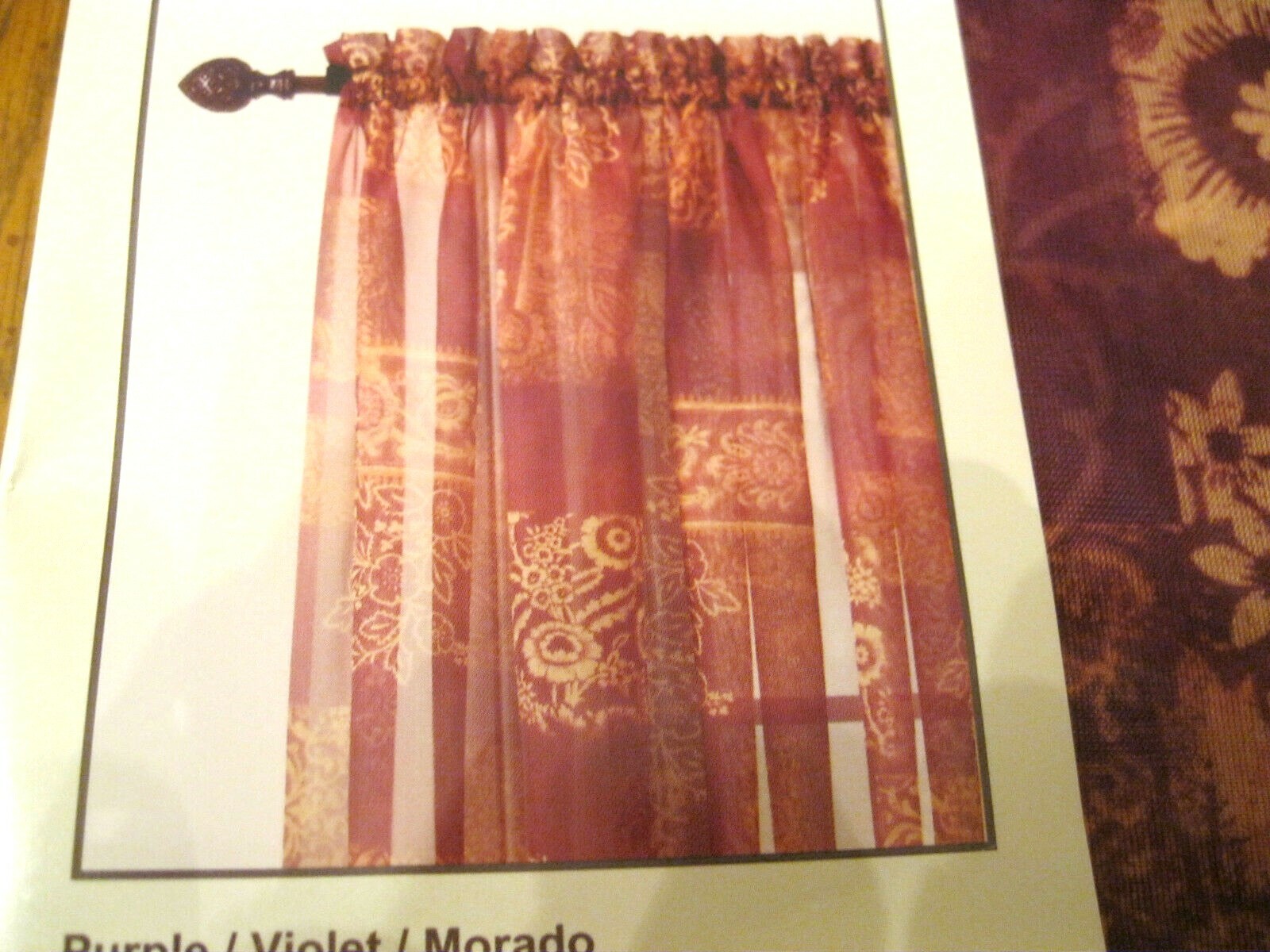 STYLE SELECTIONS Curtain Drape Elena SHEER 59 x 84″L Purple Gold Wine 0115146