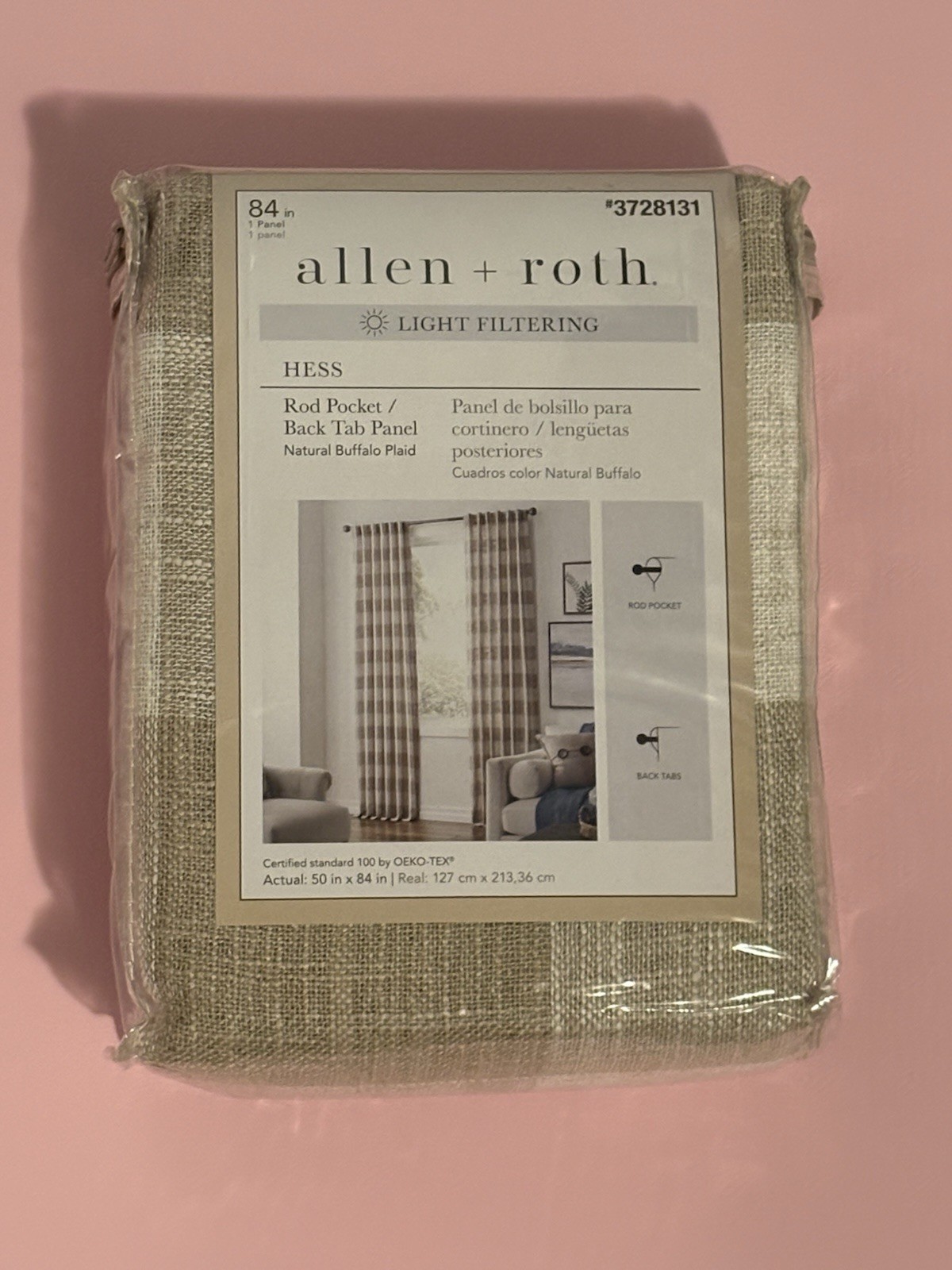 Allen Roth Light Filtering Curtains Natural Buffalo Plaid 081806666607