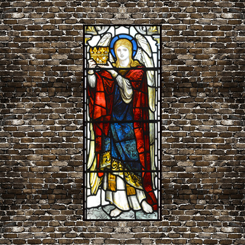 Self-adhesive Window Film Church Stained Glass Sticker Opaque Retro Decorate NEW