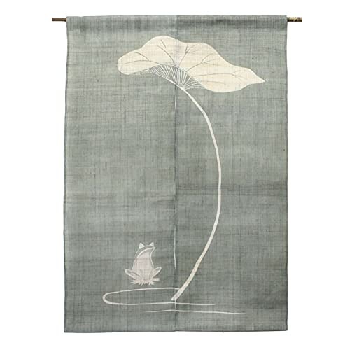 Japanese Linen Noren Curtain Frog Design 47in(120cm) Hand Dyed Made in Japan