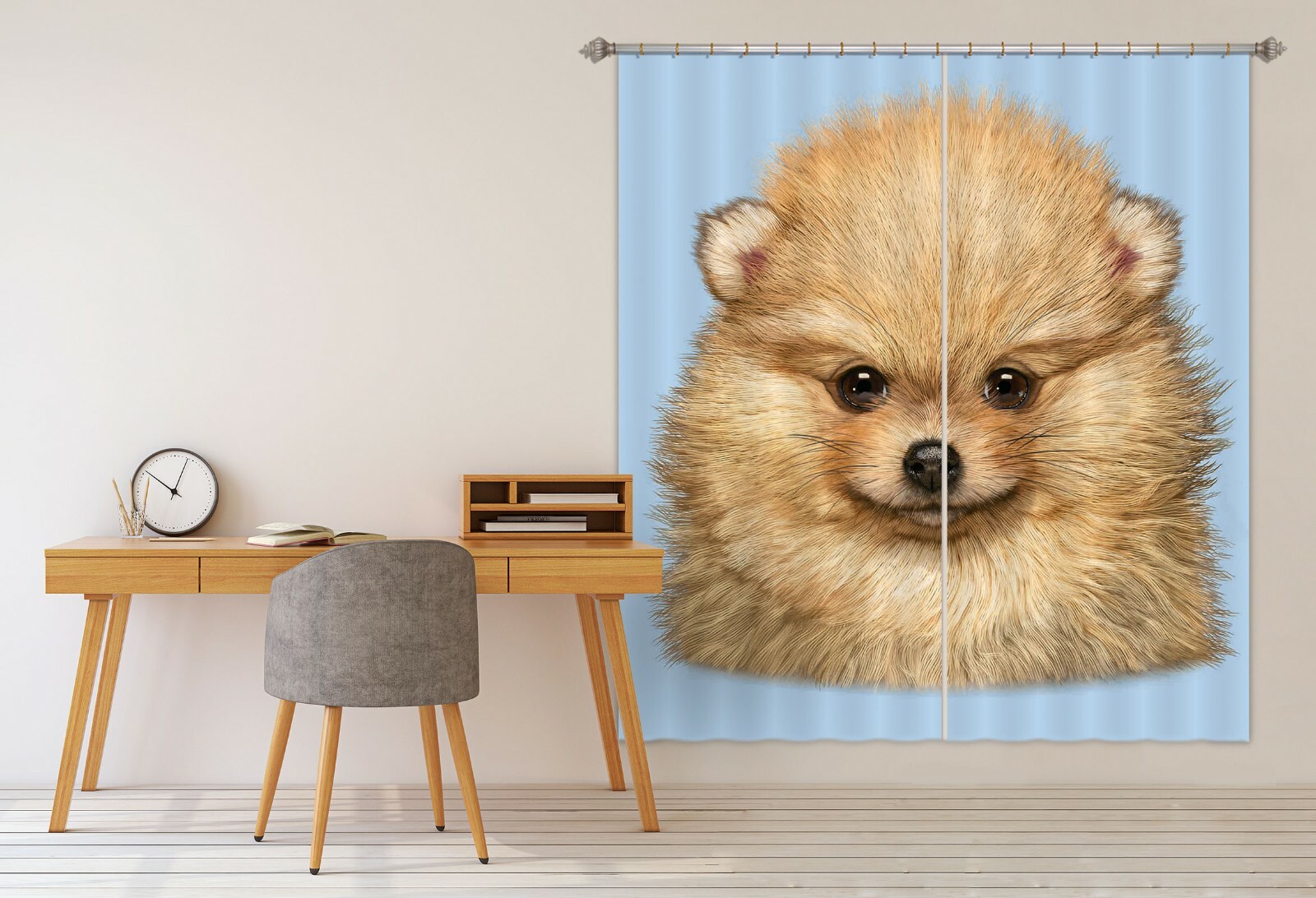 3D Pomeranian Puppy A63 Blockout Photo Curtain Fabric Window Vincent Zoe