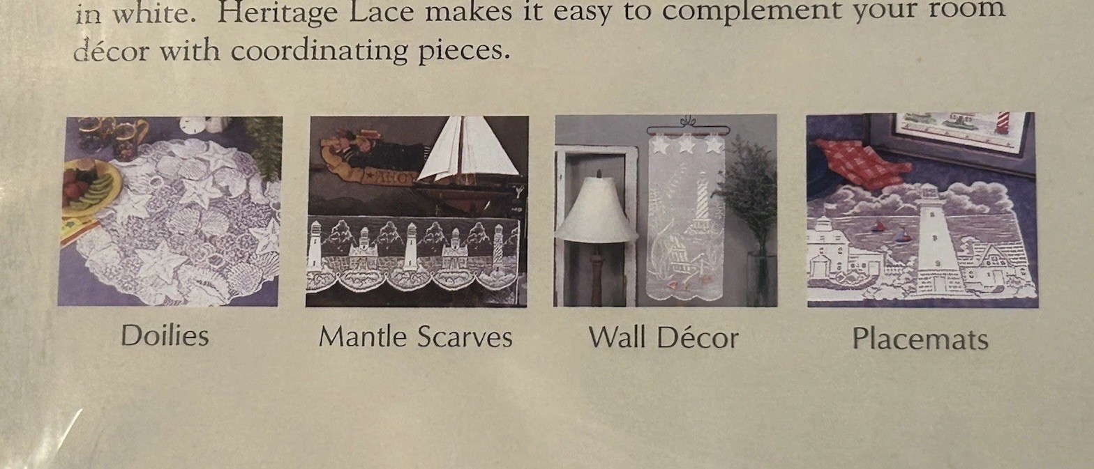 2 Heritage Lace Curtains: Beach Pattern: 60”x 24” Tiers… White.. New