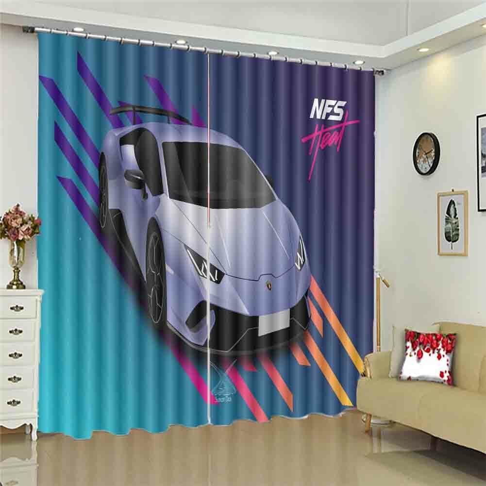 Illusion Case Car Sky 3D Curtain Blockout Photo Printing Curtains Drape Fabric