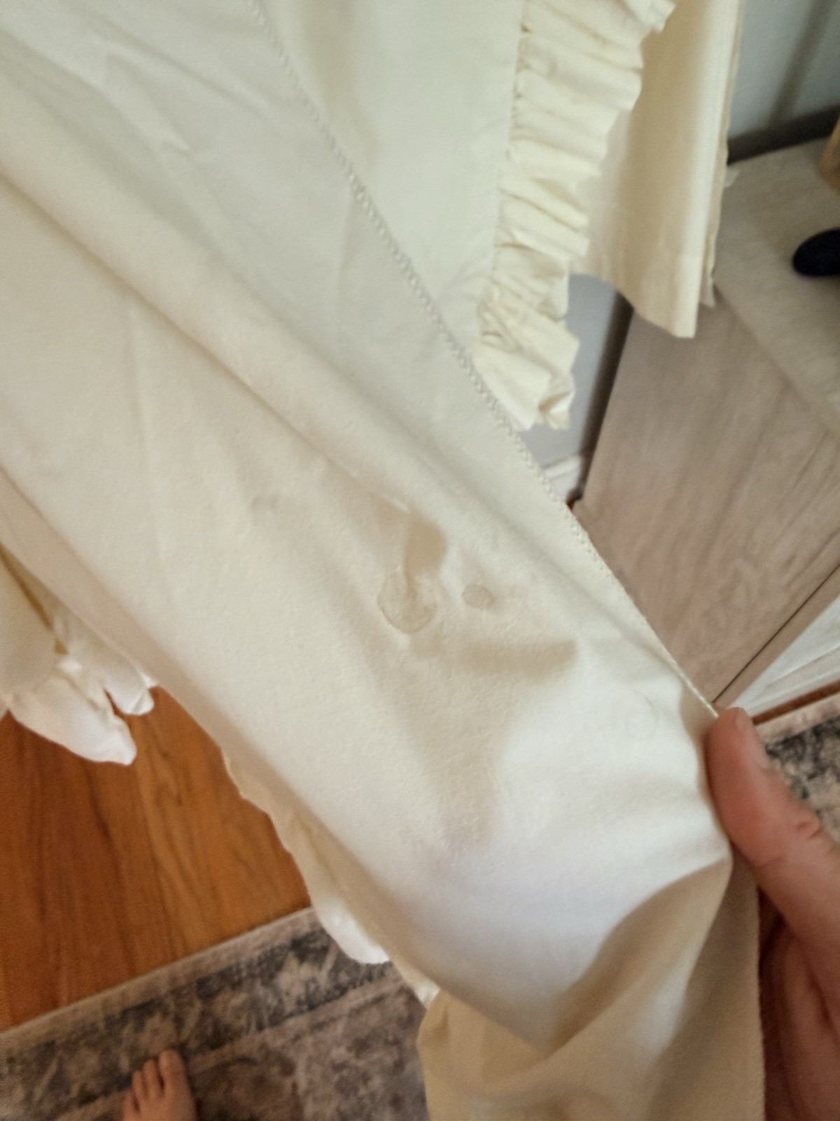 PAIR (2 PANELS) Off White Curtains Ruffle Edge 84”x80”