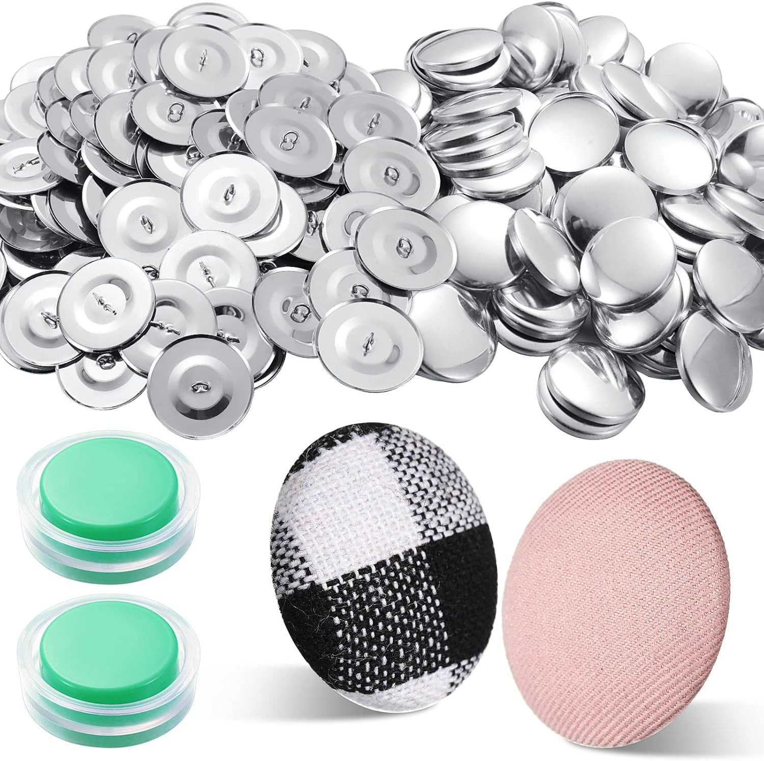 100 Sets Cover Buttons Kit with Size 60 / 1.5 Inch, as the pictures shown
