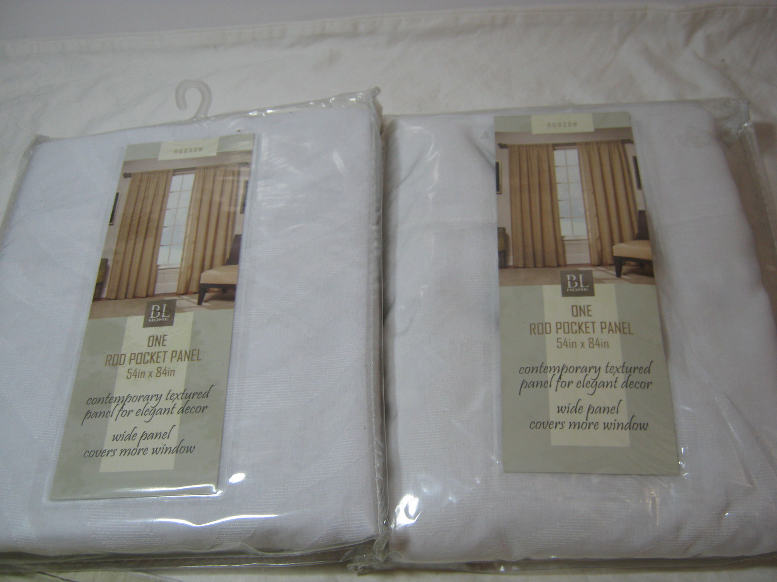 NEW (2) BL Home Hudson Rod Pocket Window Panels White 108×84 New