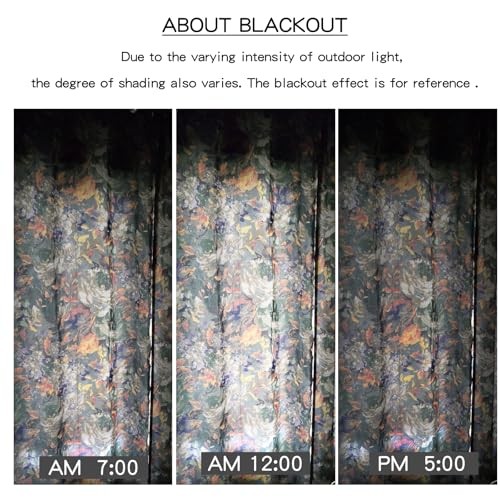 Dark Green Vintage Floral Blackout 52″W x 96″L (Pack of 2) Grommet-green