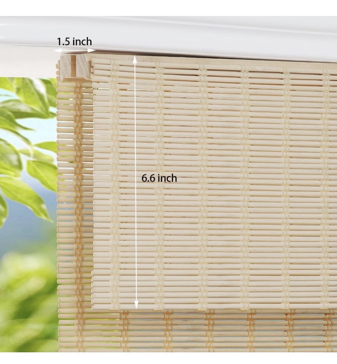 LUCKUP Cordless Bamboo Roman Shade Light Filtering UV Natural 44 x 64 in