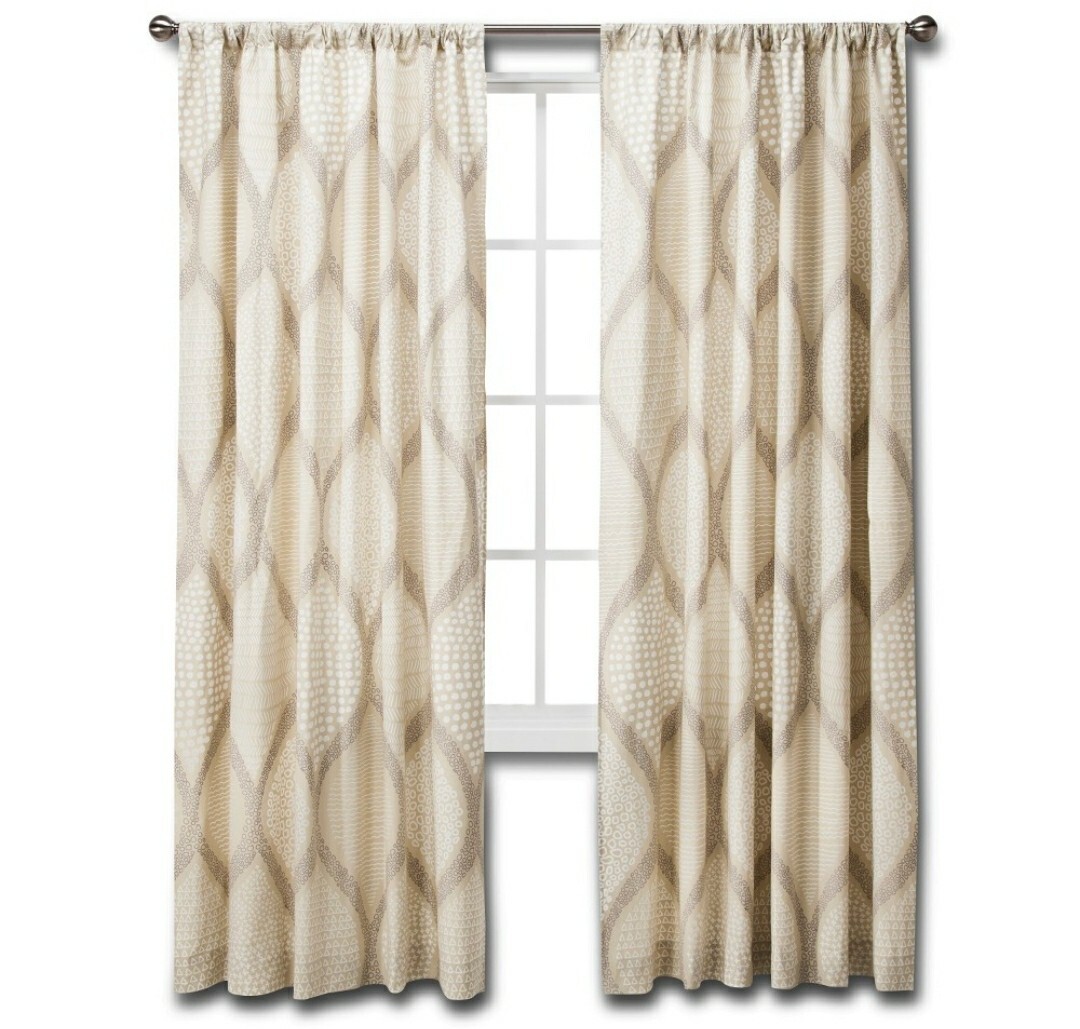 54″x84″ Mudhut Ogee Drape Curtain Panel in Beige – Perfect for Home Decor