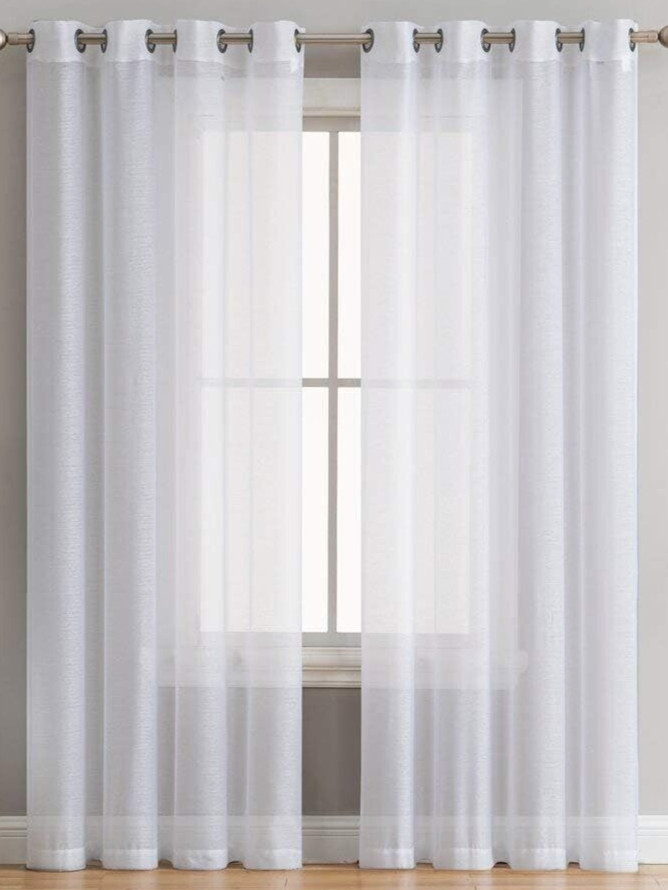 Lumino Semi Sheer Curtain Set Grommet Top 54″ W x 95″ L White