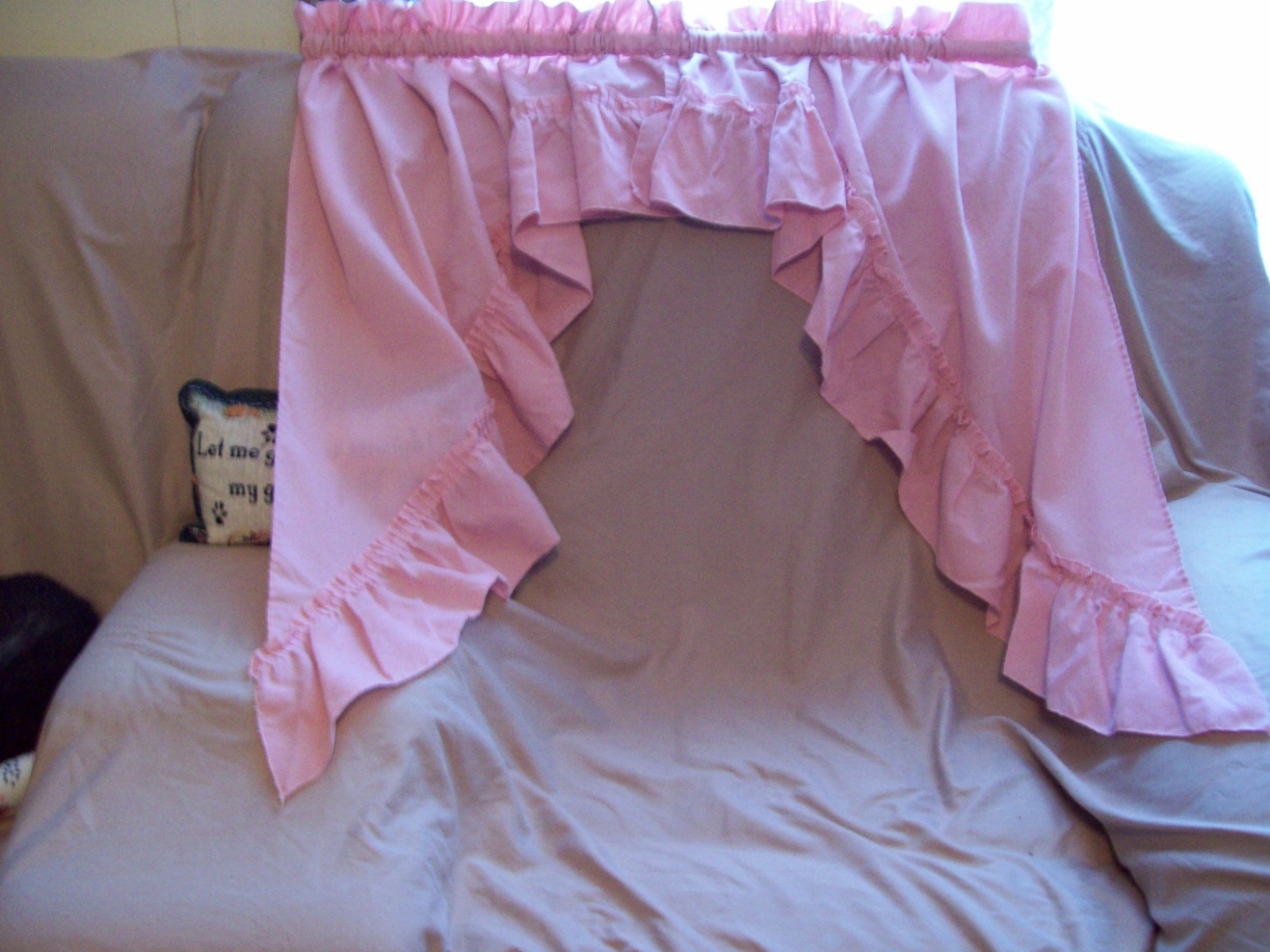 Pink Swag Curtains W/Ruffles