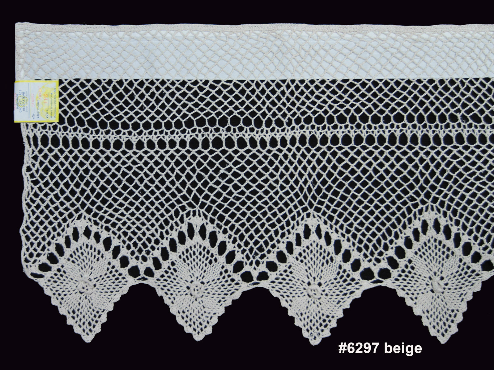 Cotton Crochet Lace Kitchen Curtain Valance Beige Handmade Creative Linens