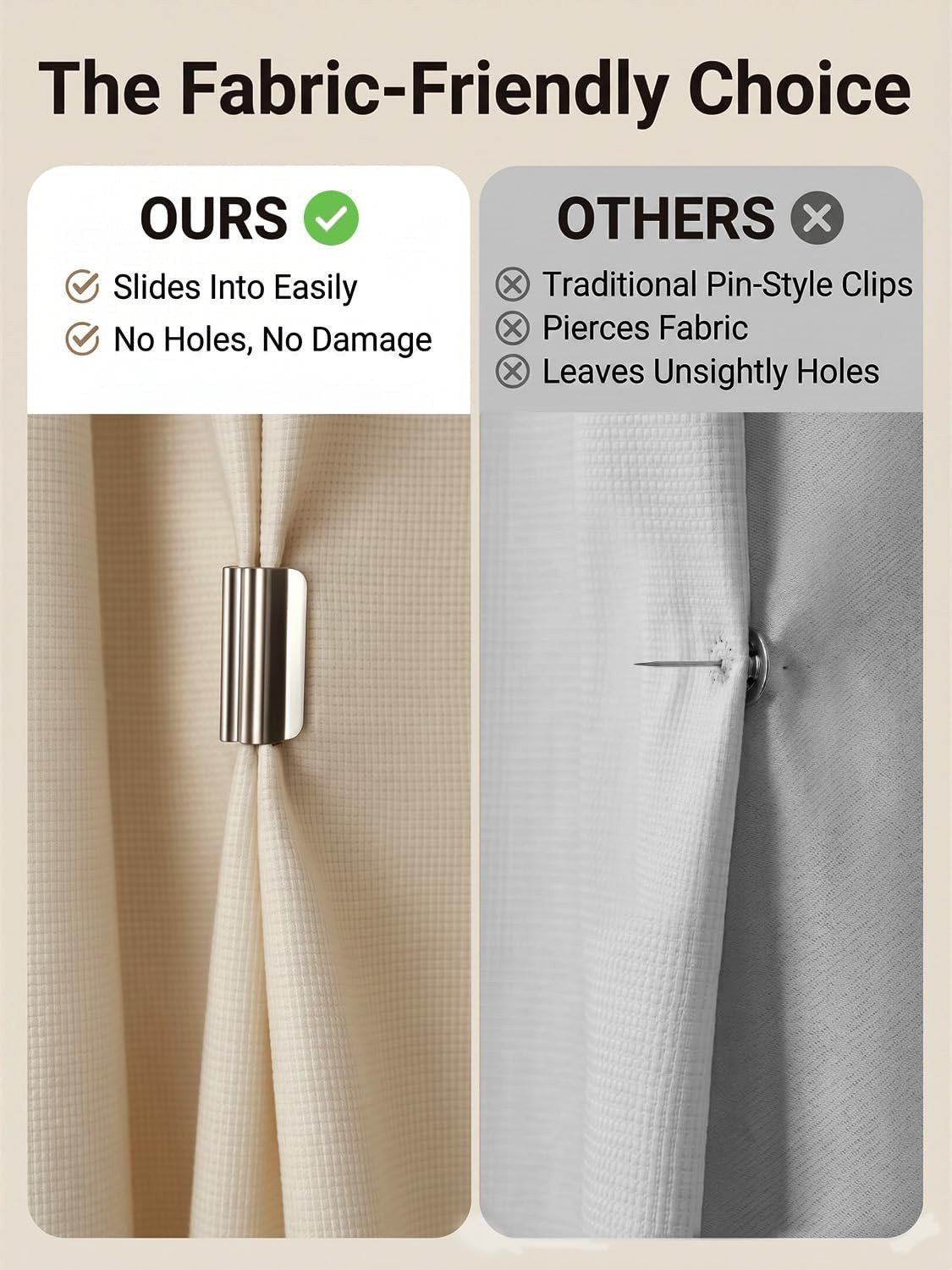 Magnetic Curtain Clips, Detachable Curtain Magnets Closure, No Drill, Magnets fo