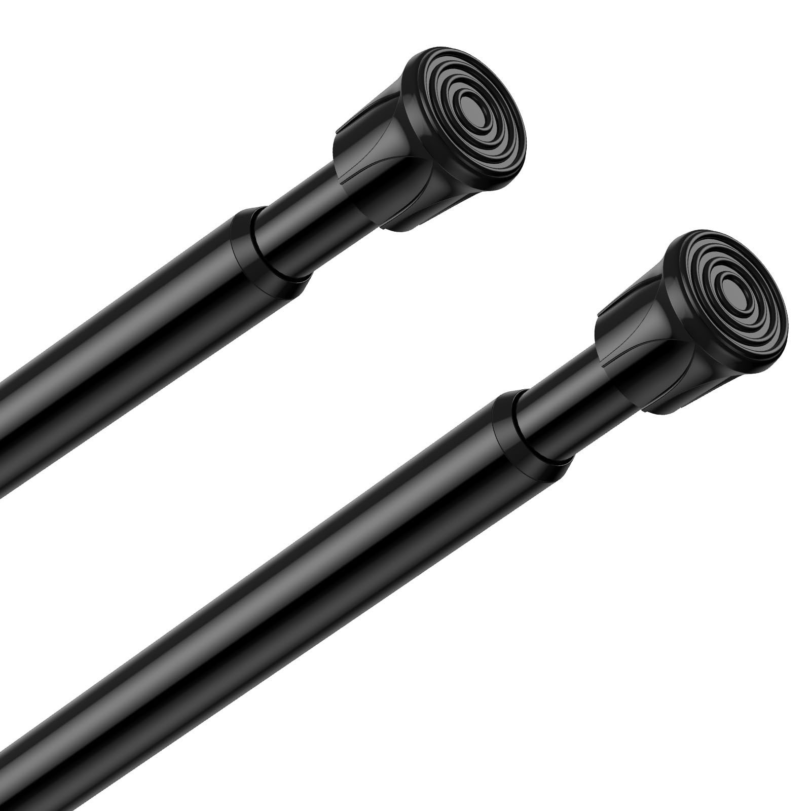 2 Pack Adjustable Black Spring Tension Curtain Rods 28-48 Inches
