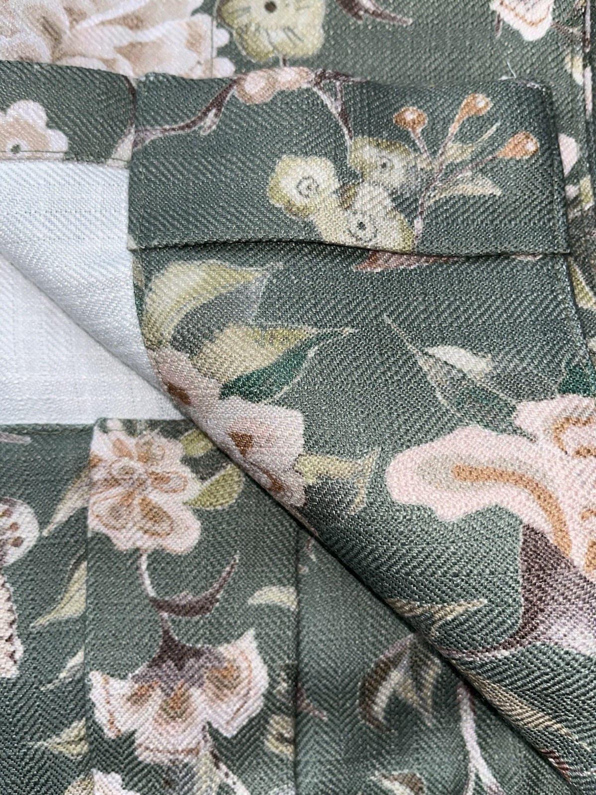 NWT Tahari Home Herringbone Botanical Design Drapes 50″ x 96″ Set of 2 Panels