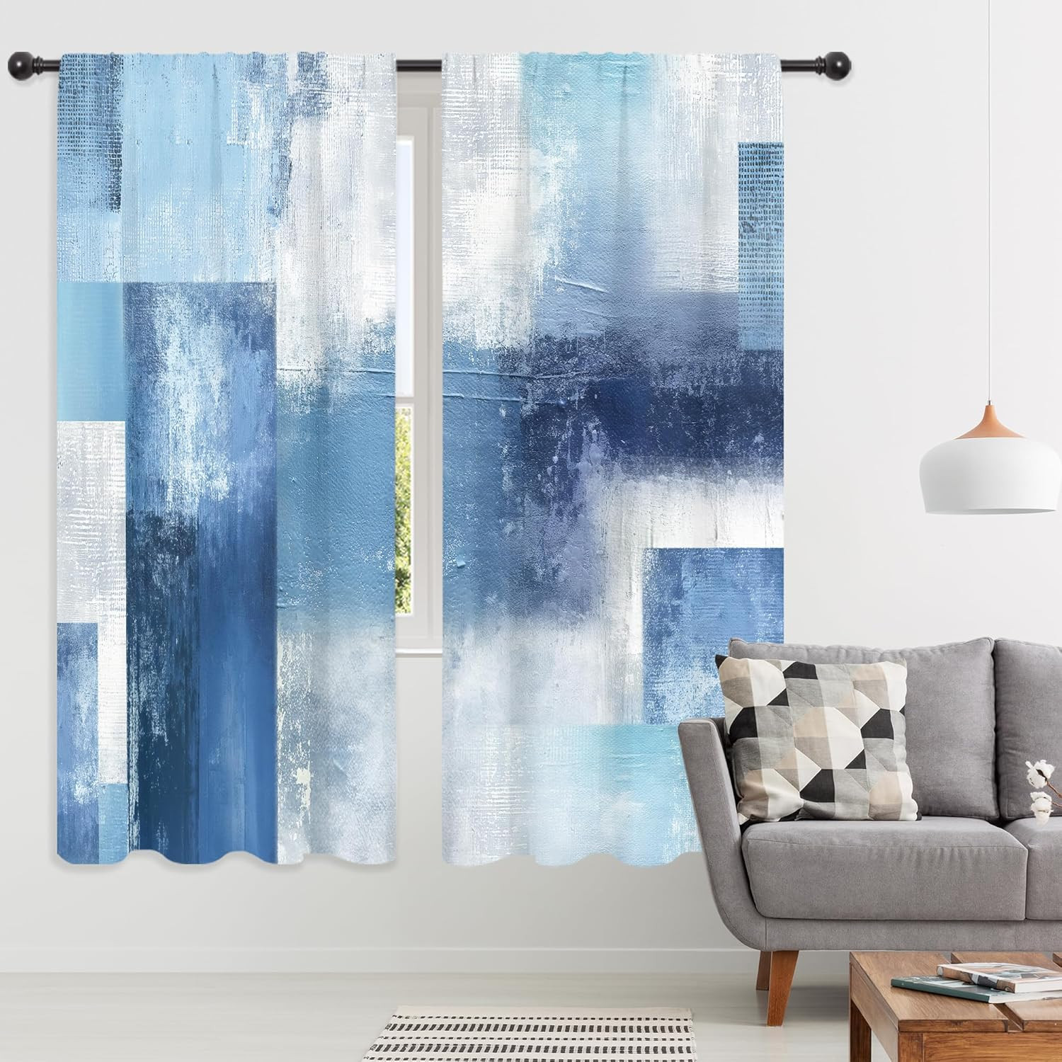 Navy Blue Abstract Modern Curtains Contemporary Cool Mens Rustic Contemporary Ae