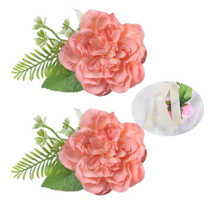 2pc Artificial Flower Curtain Ties Window Drapery Tiebacks Clips Home Styling